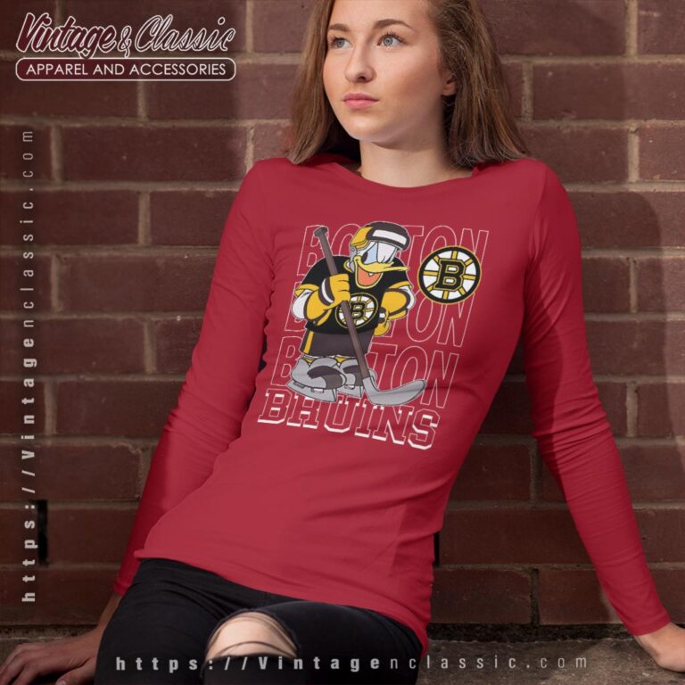 Boston Bruins Donald Duck Hockey Shirt Long Sleeve Tee Boston Bruins Donald Duck Hockey Shirt Long Sleeve Tee
