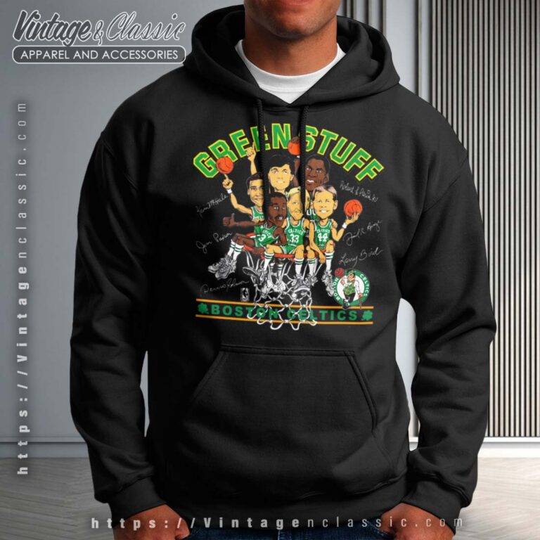 Boston Celtics Caricature Green Stuff Black Hoodie Boston Celtics Caricature Green Stuff Black Hoodie