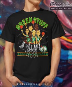 Boston Celtics Caricature Green Stuff Black T Shirt