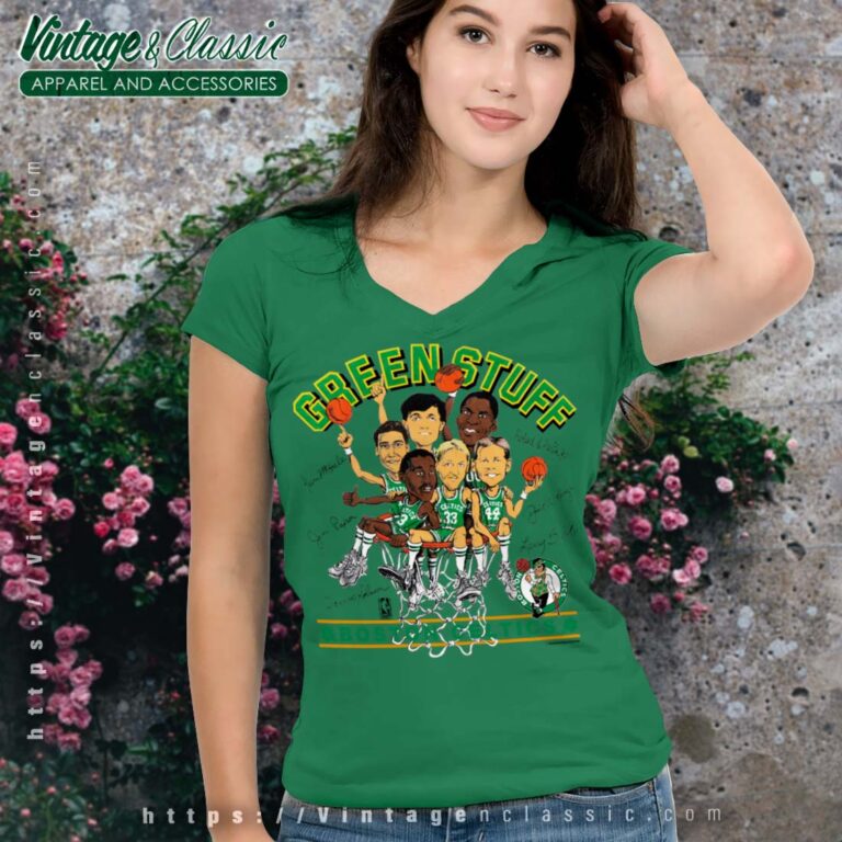 Boston Celtics Caricature Green Stuff V Neck Boston Celtics Caricature Green Stuff V Neck