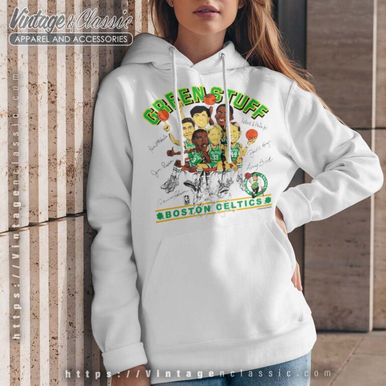 Boston Celtics Caricature Green Stuff White Hoodie Boston Celtics Caricature Green Stuff White Hoodie