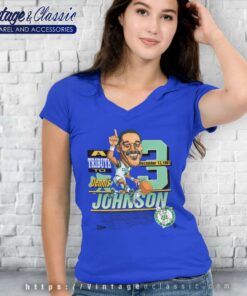 Boston Celtics Dennis Johnson Caricature Salem V Neck TShirt