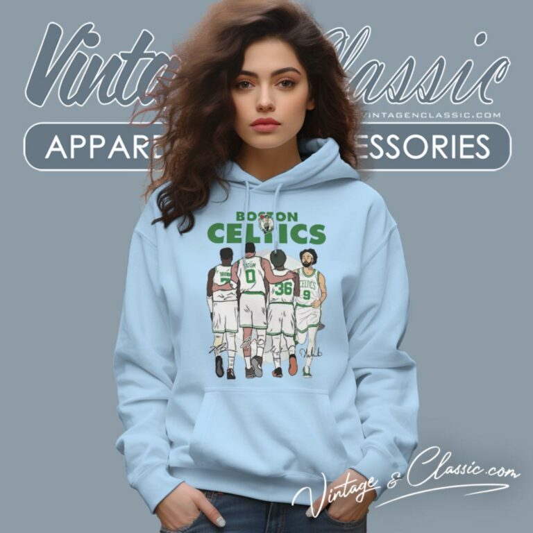 Boston Celtics Jaylen Brown Jayson Tatum Marcus Smart And Derrick White Signatures Hoodie Boston Celtics Jaylen Brown Jayson Tatum Marcus Smart And Derrick White Signatures Hoodie