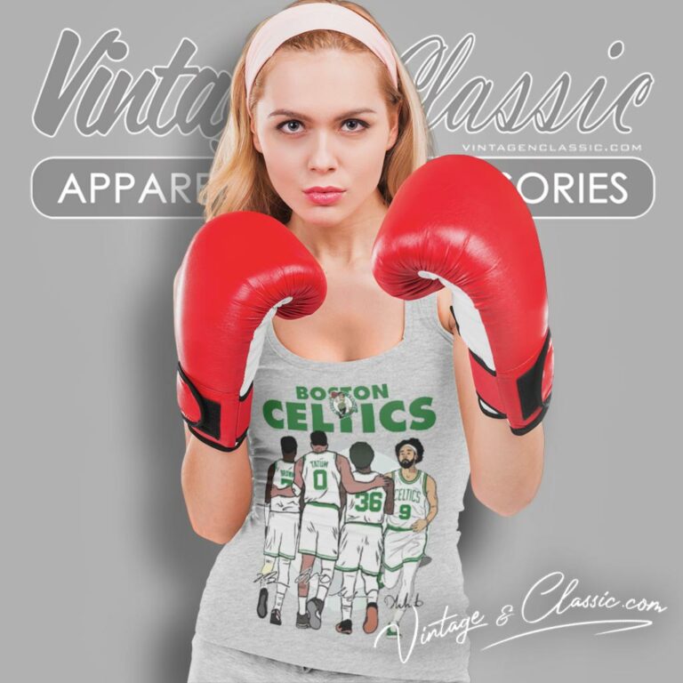 Boston Celtics Jaylen Brown Jayson Tatum Marcus Smart And Derrick White Signatures Tank Top Racerback Boston Celtics Jaylen Brown Jayson Tatum Marcus Smart And Derrick White Signatures Tank Top Racerback