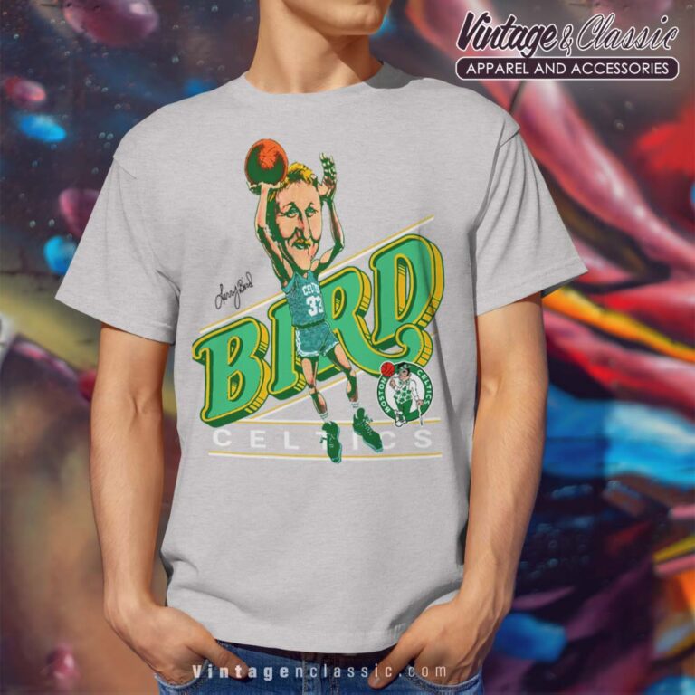 Boston Celtics Larry Bird Caricature Sport Grey T Shirt Boston Celtics Larry Bird Caricature Sport Grey T Shirt