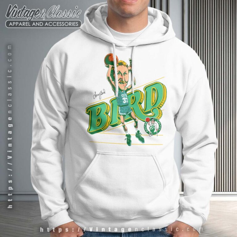 Boston Celtics Larry Bird Caricature White Hoodie Boston Celtics Larry Bird Caricature White Hoodie