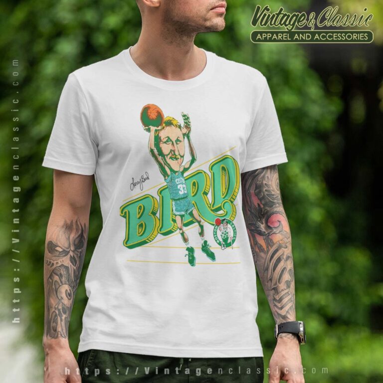 Boston Celtics Larry Bird Caricature White T Shirt Boston Celtics Larry Bird Caricature White T Shirt