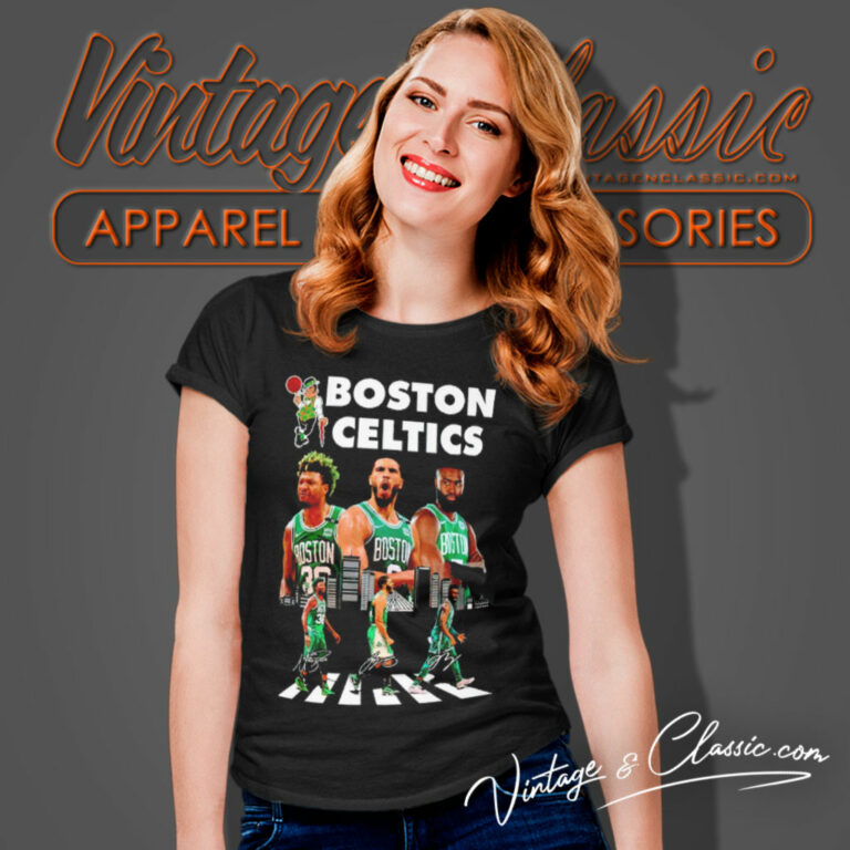 Boston Celtics Marcus Smart Jayson Tatum And Jaylen Brown Abbey Road Signatures Women T Shirt Boston Celtics Marcus Smart Jayson Tatum And Jaylen Brown Abbey Road Signatures Women T Shirt