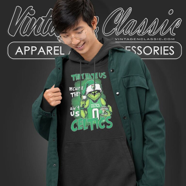 Boston Celtics Santa Grinch They Hate Us Because They Aint Us Hoodie Boston Celtics Santa Grinch They Hate Us Because They Aint Us Hoodie