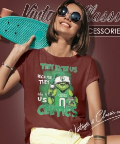 Boston Celtics Santa Grinch They Hate Us Because They Aint Us Women T Shirt