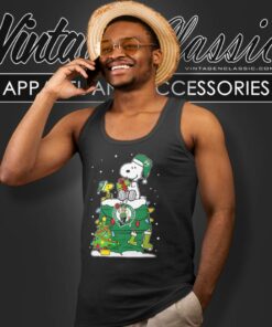 Boston Celtics Santa Snoopy Merry Christmas Tank Top Racerback
