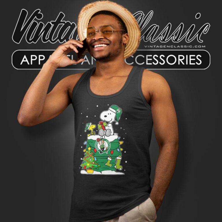 Boston Celtics Santa Snoopy Merry Christmas Tank Top Racerback Boston Celtics Santa Snoopy Merry Christmas Tank Top Racerback