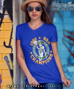 Boston Celtics Shirt 1984 Vintage 80s Nba Champions V Neck TShirt