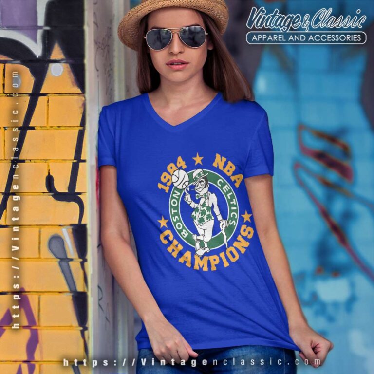 Boston Celtics Shirt 1984 Vintage 80s Nba Champions V Neck TShirt Boston Celtics Shirt 1984 Vintage 80s Nba Champions V Neck TShirt
