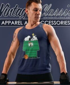 Boston Celtics Snoopy Woodstock Resting Together Tank Top Racerback