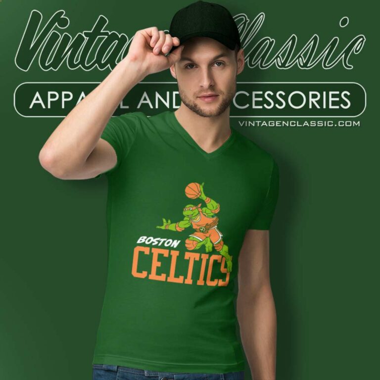 Boston Celtics X Teenage Mutant Ninja Turtles V Neck TShirt Boston Celtics X Teenage Mutant Ninja Turtles V Neck TShirt