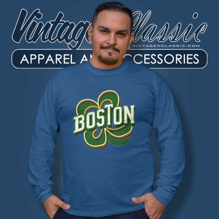 Boston Clover With Celtics Boston Nba Long Sleeve Tee Boston Clover With Celtics Boston Nba Long Sleeve Tee