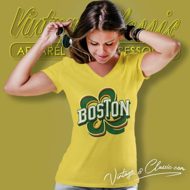 Boston Clover With Celtics Boston Nba V Neck TShirt Boston Clover With Celtics Boston Nba V Neck TShirt