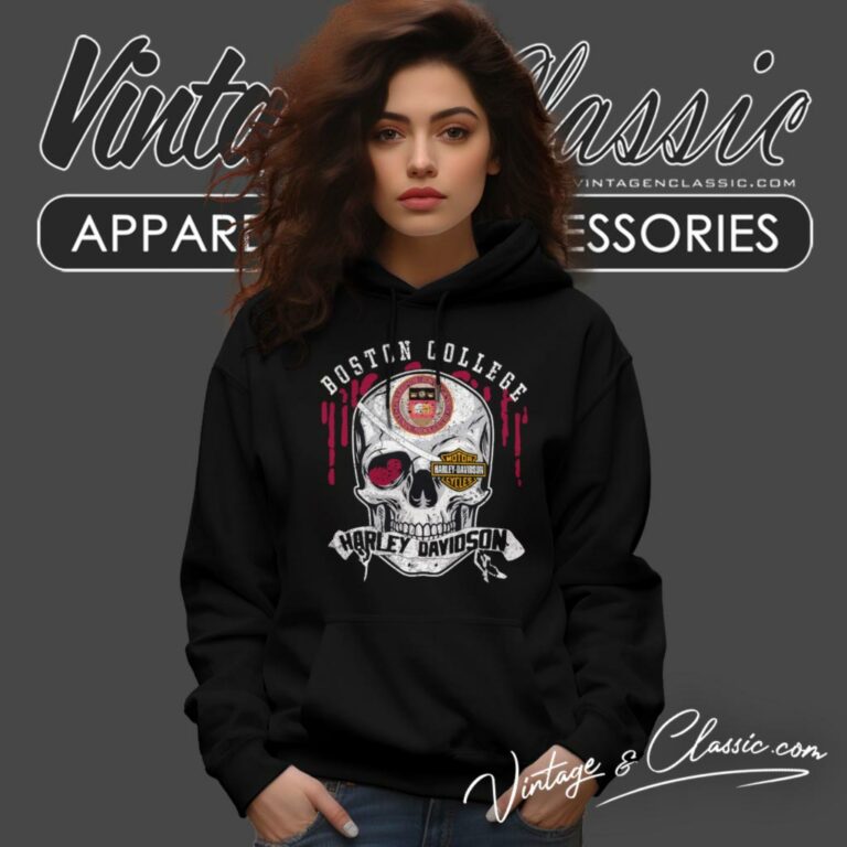 Boston College Harley Davidson Skull Hoodie Boston College Harley Davidson Skull Hoodie