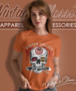 Boston College Harley Davidson Skull Women T Shirt