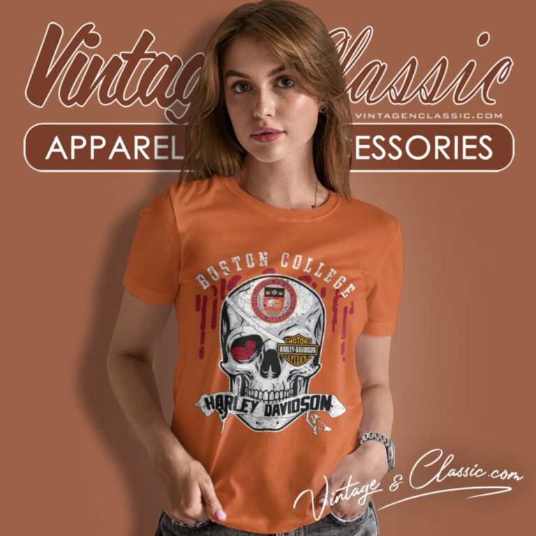 Boston College Harley Davidson Skull Women T Shirt Boston College Harley Davidson Skull Women T Shirt