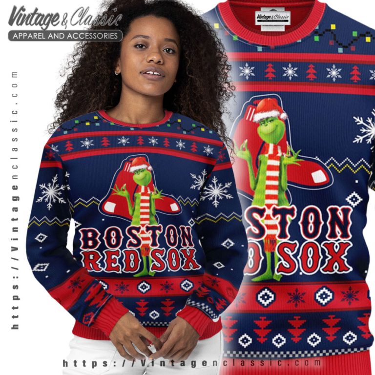 Boston Red Sox Grinch Ugly Christmas Sweater Women Ugly Sweater Boston Red Sox Grinch Ugly Christmas Sweater Women Ugly Sweater