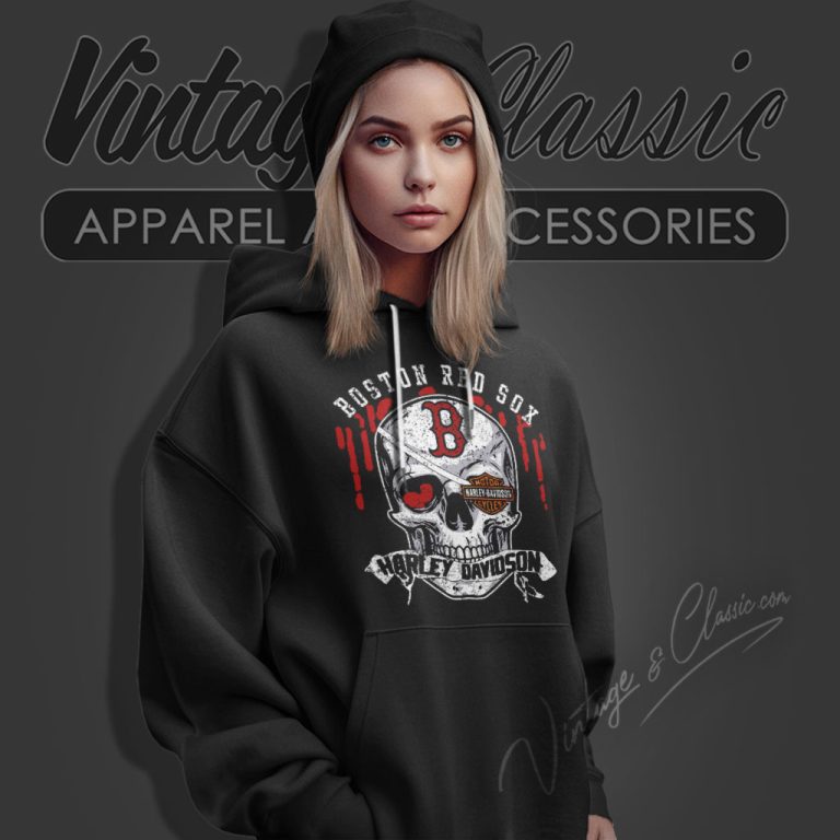 Boston Red Sox Harley Davidson Skull Hoodie Boston Red Sox Harley Davidson Skull Hoodie