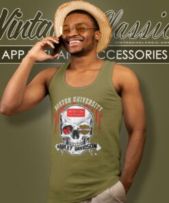 Boston University Harley Davidson Skull Tank Top Racerback