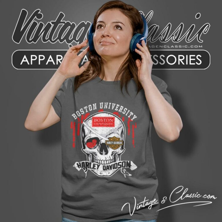 Boston University Harley Davidson Skull Women T Shirt Boston University Harley Davidson Skull Women T Shirt