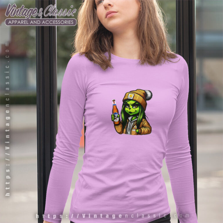 Boujie Grinch Girl Drinking Beer Long Sleeve Tee Boujie Grinch Girl Drinking Beer Long Sleeve Tee