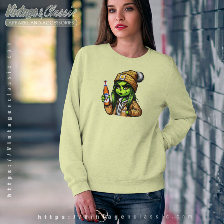 Boujie Grinch Girl Drinking Beer Sweatshirt Boujie Grinch Girl Drinking Beer Sweatshirt