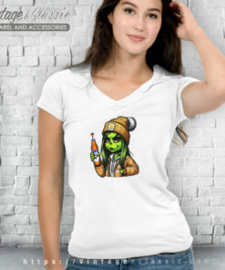 Boujie Grinch Girl Drinking Beer V Neck TShirt
