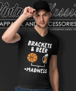 Brackets And Beer Madness Funny Drinking V Neck TShirt 1