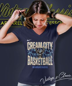 Brand 2021 Nba Milwaukee Bucks V Neck TShirt