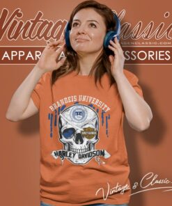 Brandeis University Harley Davidson Skull Women T Shirt