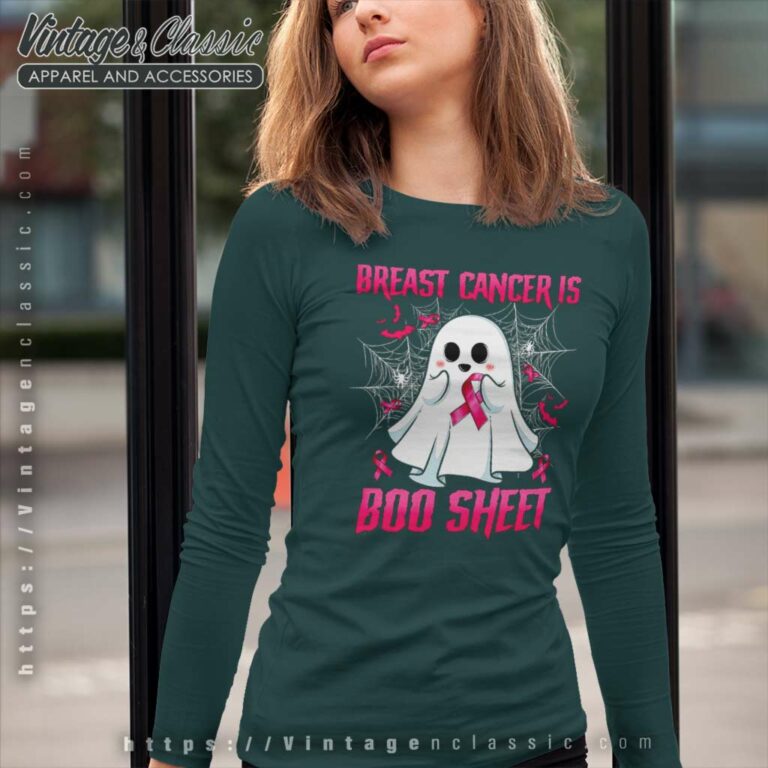Breast Cancer Is Boo Sheet Long Sleeve Tee Breast Cancer Is Boo Sheet Long Sleeve Tee