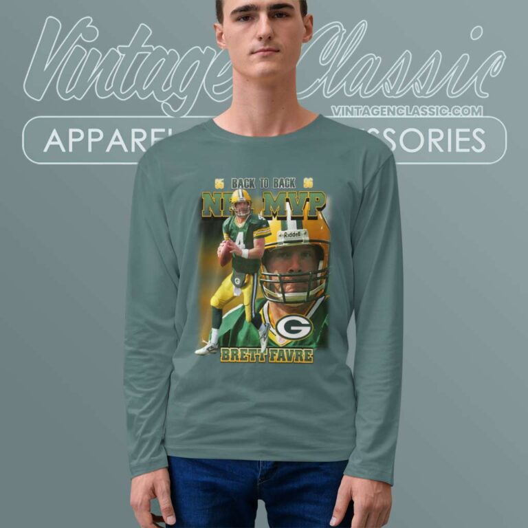 Brett Favre Green Bay Packers Back To Back Mvp Long Sleeve Tee Brett Favre Green Bay Packers Back To Back Mvp Long Sleeve Tee