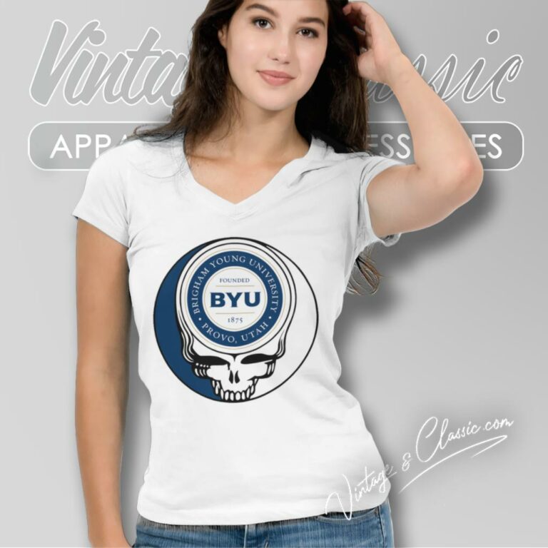 Brigham Young University Grateful Dead Steal Your Face V Neck TShirt Brigham Young University Grateful Dead Steal Your Face V Neck TShirt