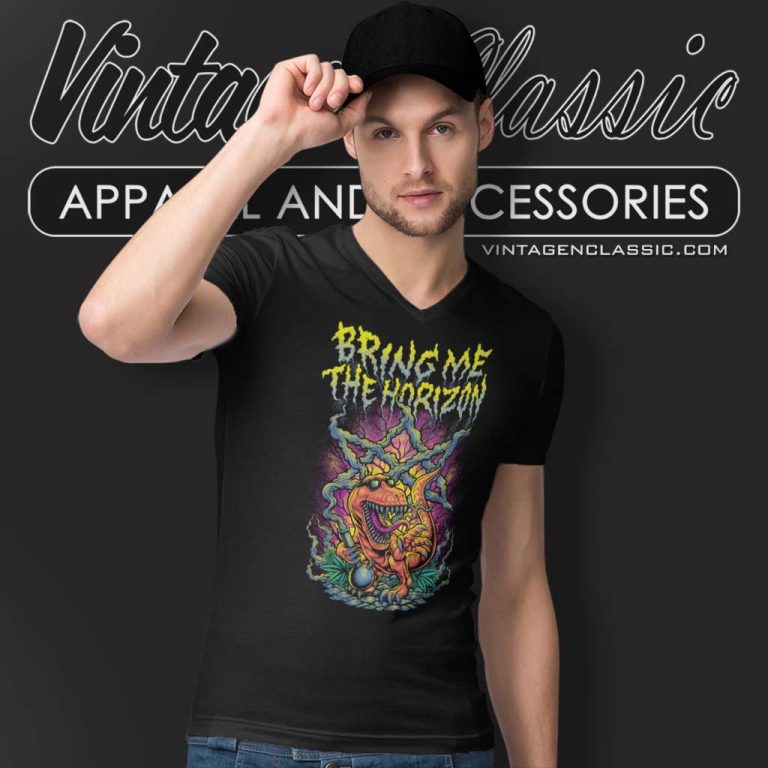 Bring Me The Horizon Shirt Smoking Dinosaur V Neck TShirt Bring Me The Horizon Shirt Smoking Dinosaur V Neck TShirt