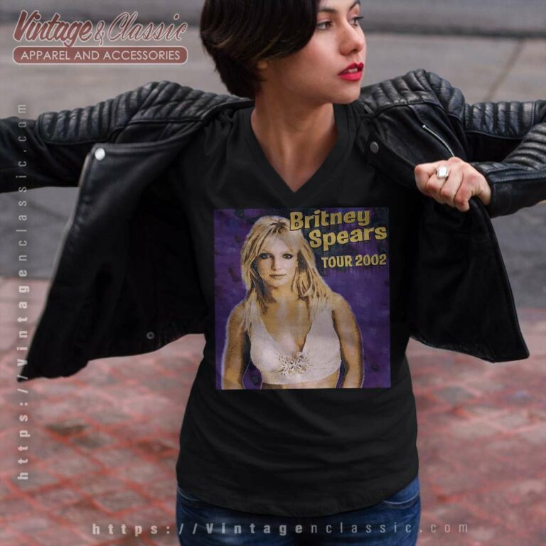 Britney Spears Shirt The Tour 2002 V Neck TShirt Britney Spears Shirt The Tour 2002 V Neck TShirt