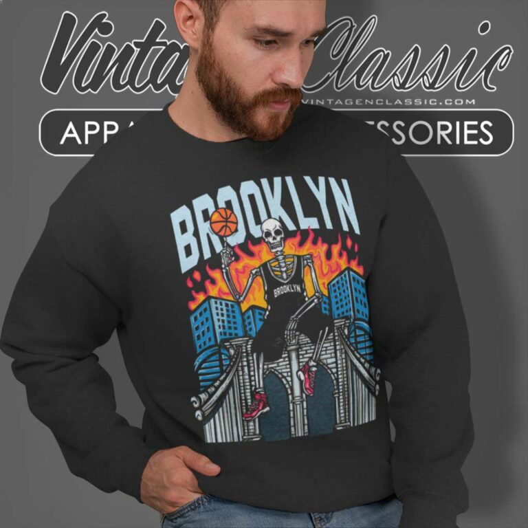 Brooklyn Nets Basketball Skull Sweatshirt Brooklyn Nets Basketball Skull Sweatshirt