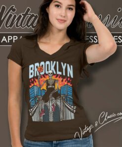 Brooklyn Nets Basketball Skull V Neck TShirt