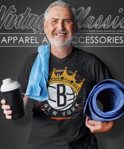 Brooklyn Nets Biggie Crown Logo Pro Team V Neck TShirt