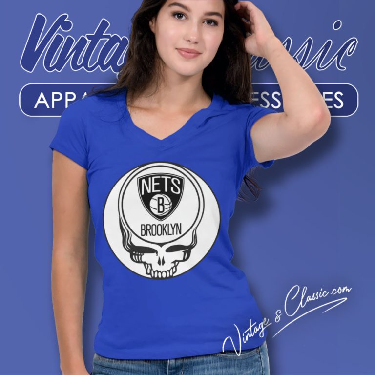 Brooklyn Nets Grateful Dead Steal Your Face V Neck TShirt Brooklyn Nets Grateful Dead Steal Your Face V Neck TShirt