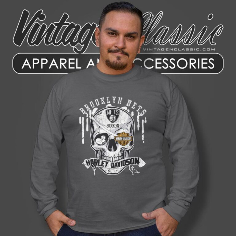 Brooklyn Nets Harley Davidson Skull Long Sleeve Tee Brooklyn Nets Harley Davidson Skull Long Sleeve Tee
