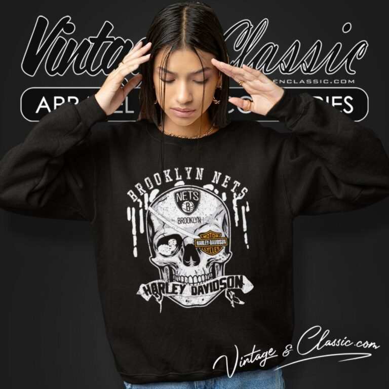 Brooklyn Nets Harley Davidson Skull Sweatshirt Brooklyn Nets Harley Davidson Skull Sweatshirt