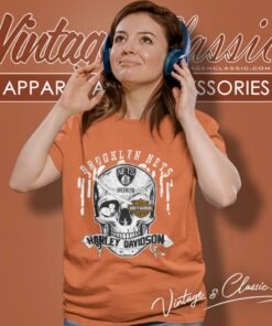 Brooklyn Nets Harley Davidson Skull Women T Shirt