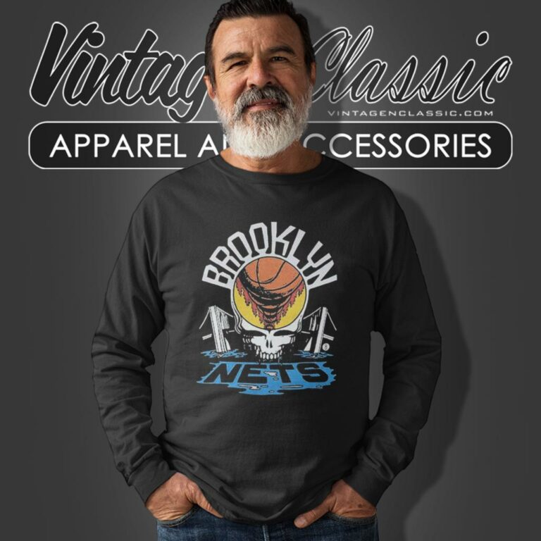 Brooklyn Nets Nba Grateful Dead Skull Long Sleeve Tee Brooklyn Nets Nba Grateful Dead Skull Long Sleeve Tee