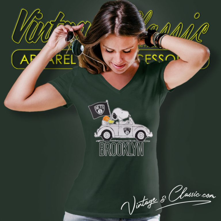 Brooklyn Nets Snoopy Dog Driving Car V Neck TShirt Brooklyn Nets Snoopy Dog Driving Car V Neck TShirt