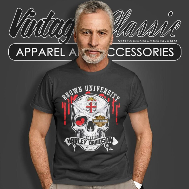 Brown University Harley Davidson Skull T Shirt Brown University Harley Davidson Skull T Shirt